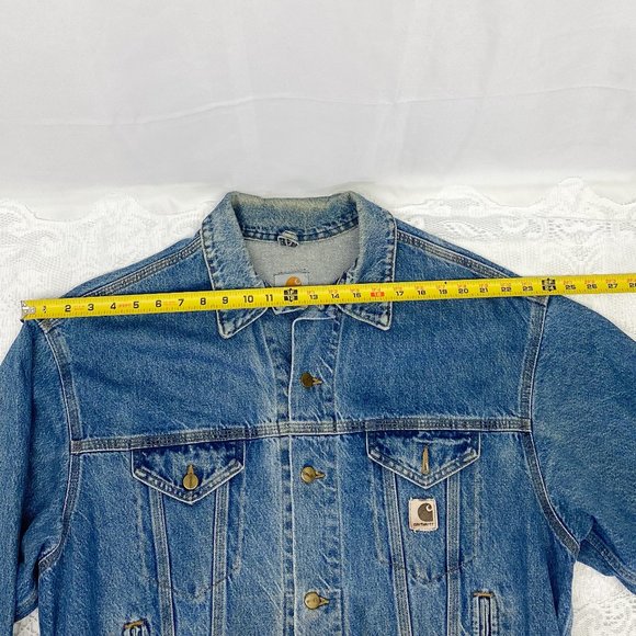 Vintage Denim Men's Carhartt jean jacket Streetwear Retro made in USA Large - Picture 8 of 13